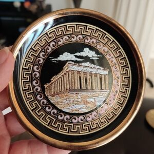 Greek Parthenon Decorative Plate Handmade In Greece 24K Gold